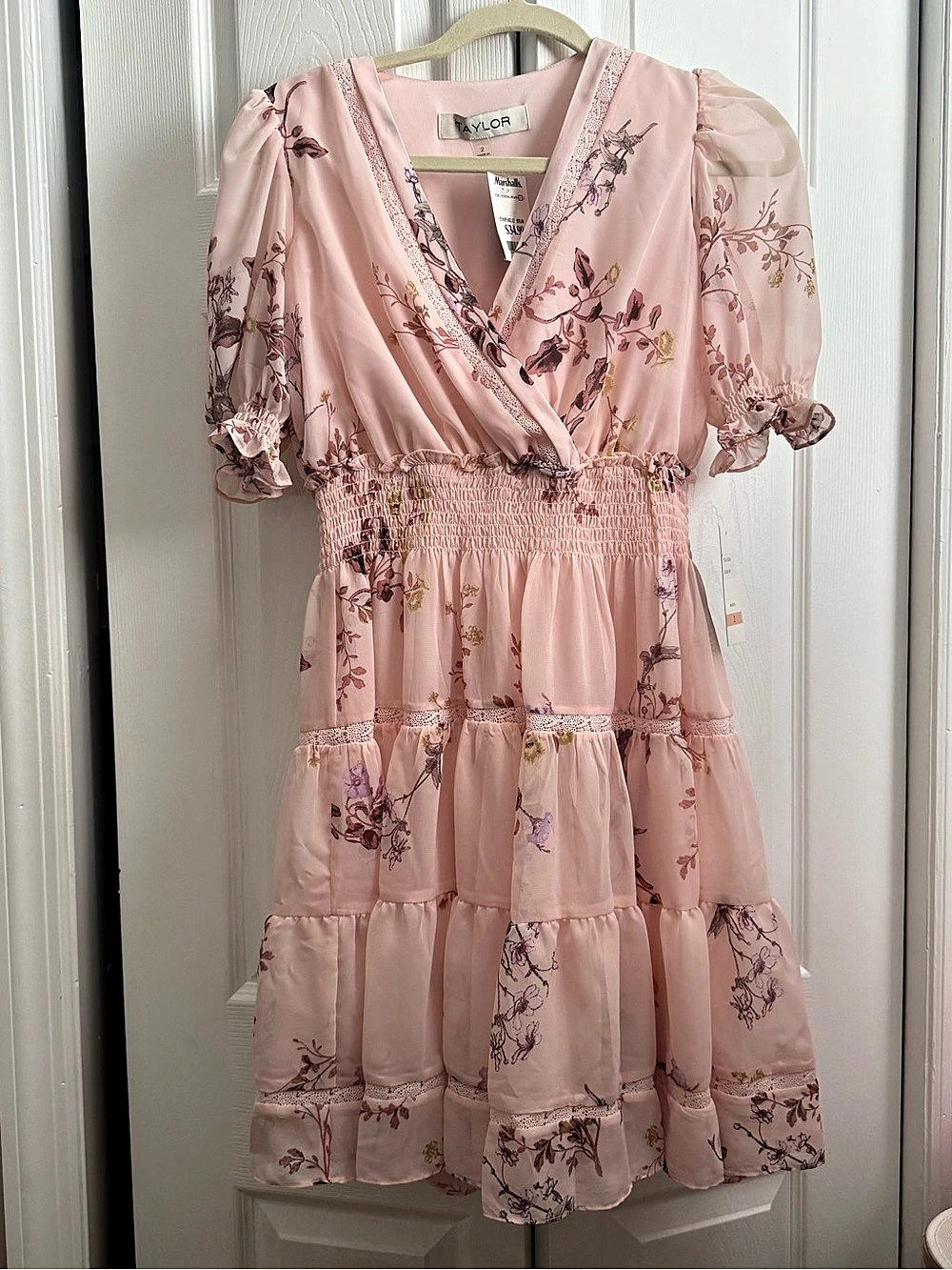 TAYLOR Floral Mini Dress Pink & Purple Size 2